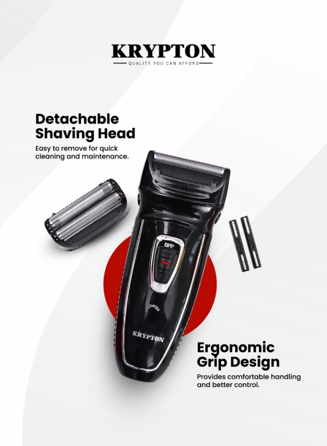 KRYPTON Men’s Electric Rechargeable Foil Shaver – Mini Travel Beard Razor with Precision Foil Head, Cordless USB Rechargeable Shaver, Reciprocating Trimmer for Beard & Stubble, 45 Minutes Runtime, Compact Portable Grooming Tool for Home & Travel Black - Image 3