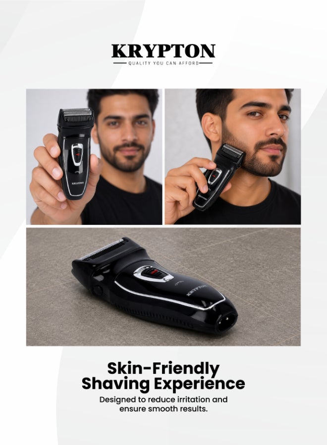 KRYPTON Men’s Electric Rechargeable Foil Shaver – Mini Travel Beard Razor with Precision Foil Head, Cordless USB Rechargeable Shaver, Reciprocating Trimmer for Beard & Stubble, 45 Minutes Runtime, Compact Portable Grooming Tool for Home & Travel Black - Image 5