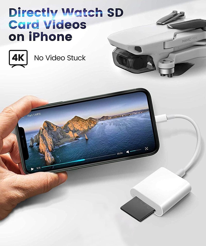 Wahbite Apple Lightning to SD Card Camera Reader, Trail Camera Viewer SD Memory Card Adapter for iPhone 14/13/12/11/XS/XR/X/8/7/iPad, Plug and Play - Image 3