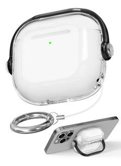 Generic Tpu Clear Cases for Apple Airpods 4 Drop Protection Case Cover for Men for Women with Lock and Keychain,(Clear/Black)  - Image 1