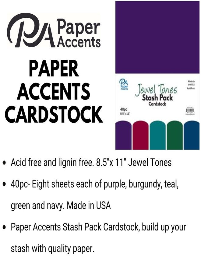 آكسنت ديزاين بيبار آكسينتس مجموعة بطاقات PA Paper Accents Stash Pack مقاس 8.5 بوصة × 11 بوصة، من ورق بطاقات ملون بألوان جوهرية لصنع البطاقات، وسجلات القصاصات، والطباعة، واللف، والحرف اليدوية، 65 رطلاً، 40 قطعة - Image 2
