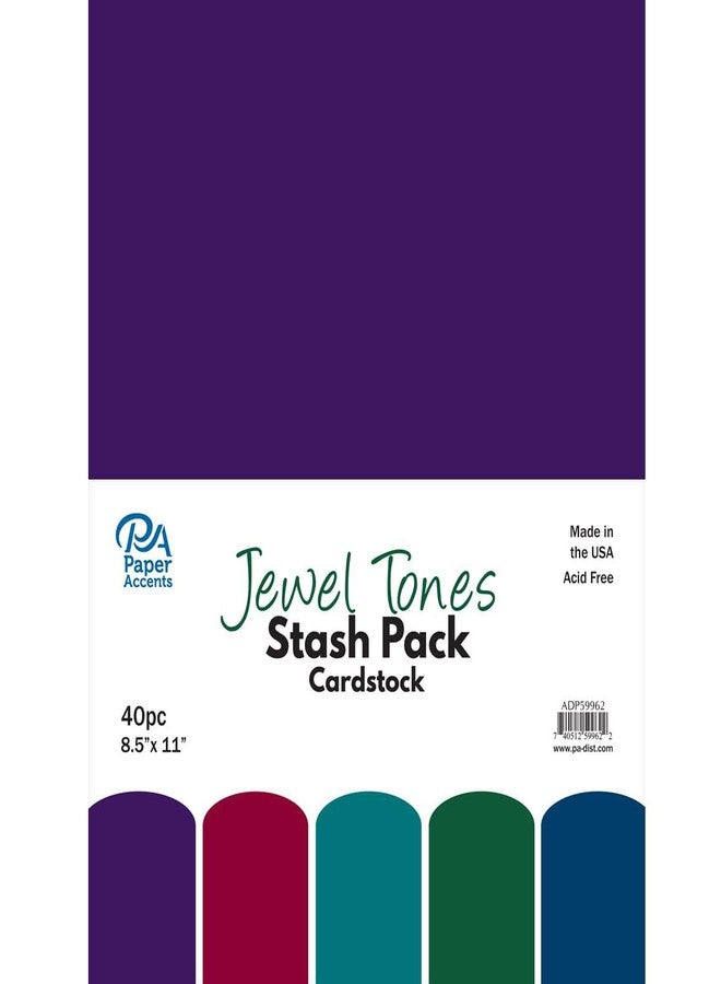 آكسنت ديزاين بيبار آكسينتس مجموعة بطاقات PA Paper Accents Stash Pack مقاس 8.5 بوصة × 11 بوصة، من ورق بطاقات ملون بألوان جوهرية لصنع البطاقات، وسجلات القصاصات، والطباعة، واللف، والحرف اليدوية، 65 رطلاً، 40 قطعة - Image 1