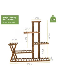 AIWANTO Multilayer Wooden Shelf Rack Planter Pots Stand Plant Stand Flower Stand Garden Stand Indoor Plant Stand Brown  - Image 2