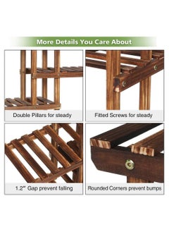 AIWANTO Multilayer Wooden Shelf Rack Planter Pots Stand Plant Stand Flower Stand Garden Stand Indoor Plant Stand Brown  - Image 3