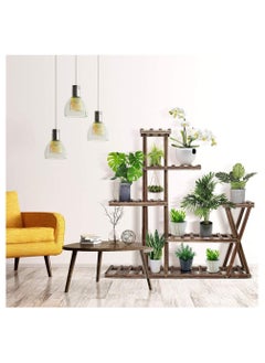 AIWANTO Multilayer Wooden Shelf Rack Planter Pots Stand Plant Stand Flower Stand Garden Stand Indoor Plant Stand Brown  - Image 4