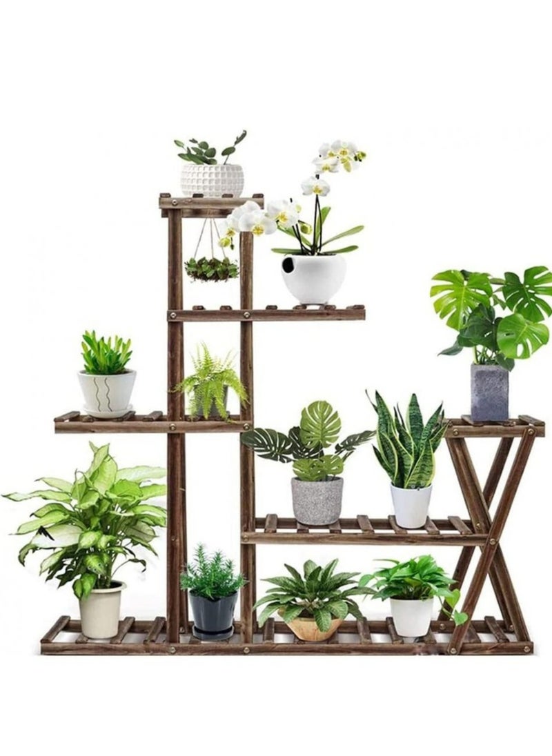 AIWANTO - Multilayer Wooden Shelf Rack Planter Pots Stand Plant Stand Flower Stand Garden Stand Indoor Plant Stand Brown - Image 1