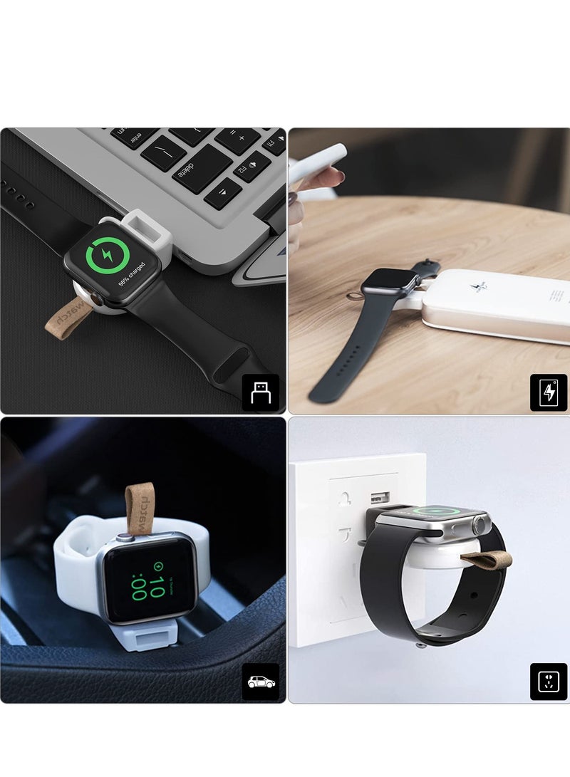 SOLARAE شاحن لاسلكي مغناطيسي سريع الشحن USB محمول لساعات آبل 7/6/5/4/3/2/1/SE - تصميم مناسب للسفر (أبيض) - Image 5