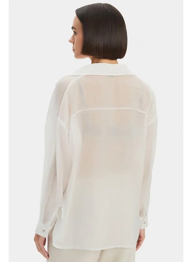 JUNE June Modal Blend Oversize Basic Shirt White