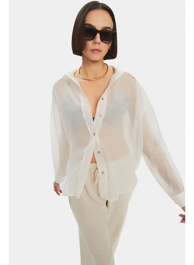 JUNE June Modal Blend Oversize Basic Shirt White