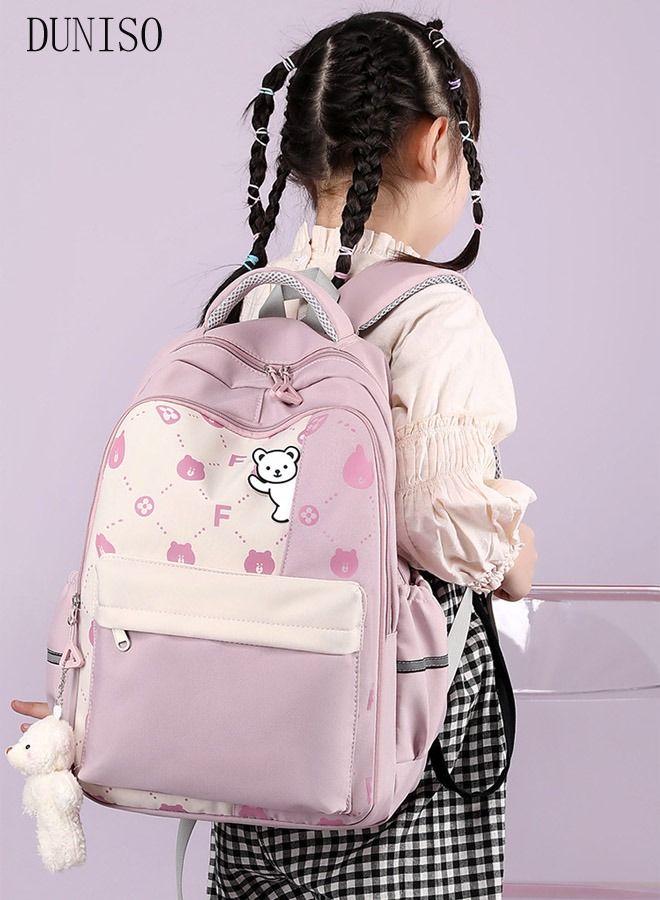 DUNISO Girls School Backpacks Cute Book Bag with Compartments for Teen Girl Kid Students Elementaryac School Kids' School Bag - Image 5