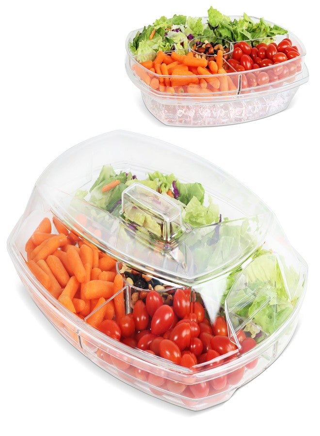 7Penn Acrylic Appetizer Serving Tray - 4 Compartment Transparent Chilled Serving Platter with Flip-Over Ice Tray Lid - Image 1