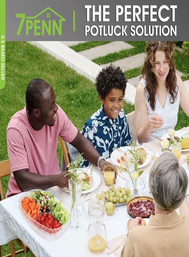 7Penn Acrylic Appetizer Serving Tray - 4 Compartment Transparent Chilled Serving Platter with Flip-Over Ice Tray Lid - Image 3