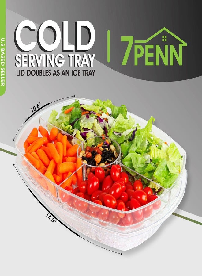7Penn Acrylic Appetizer Serving Tray - 4 Compartment Transparent Chilled Serving Platter with Flip-Over Ice Tray Lid - Image 2