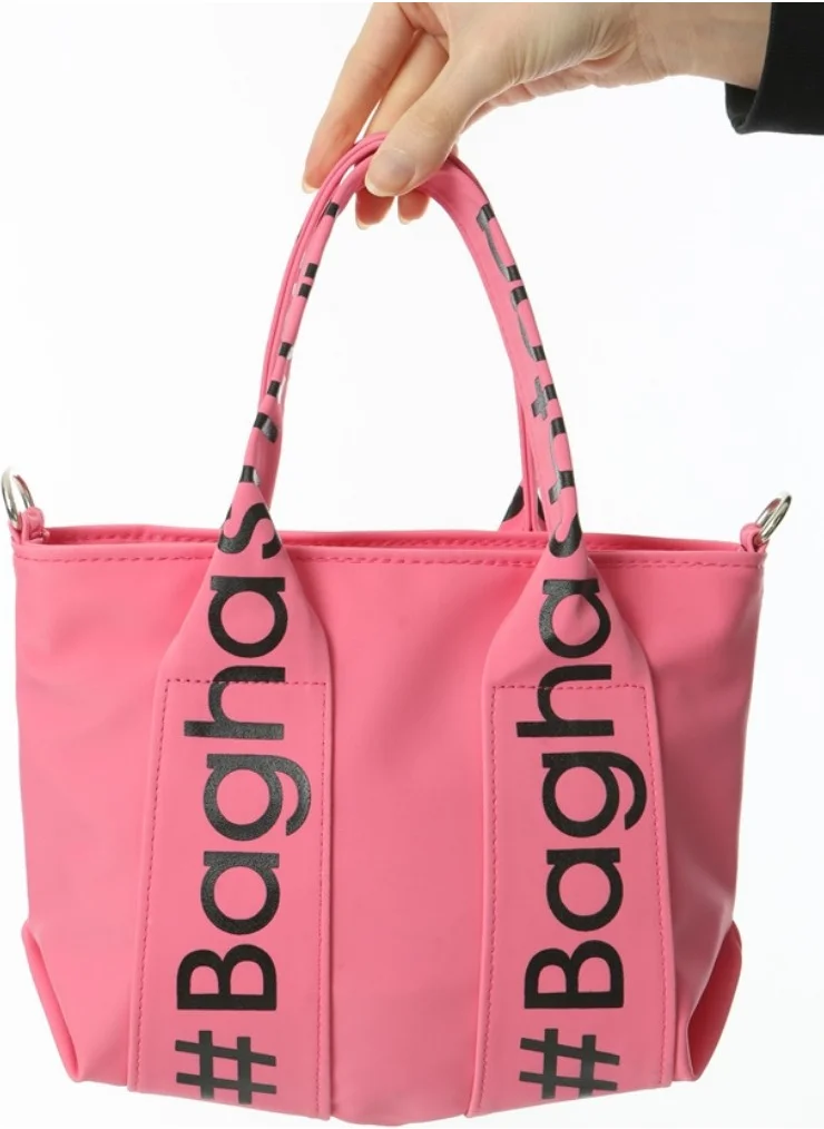 باجهاشتاج Pink Mini Waterproof Handle Written Tote Bag