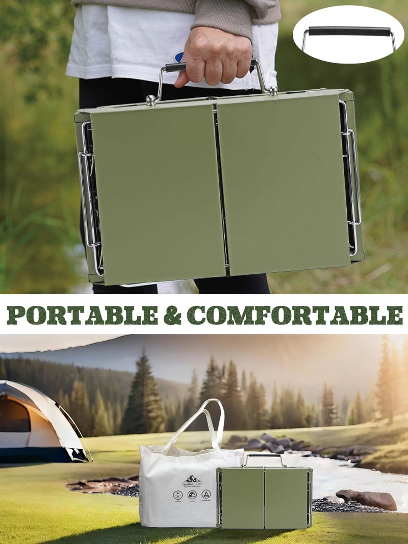 Charmline 14x9 inches Small Portable Charcoal Grill, Camping Gift for Outdoor Enthusias, Tabletop Charcoal Grills for Camping, Picnics, Gardens and Beach Parties, Green - Image 4