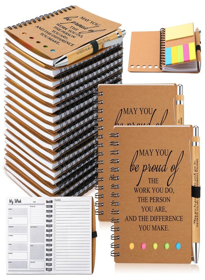 Moinchore Appreciation Notebook Gifts College Graduation Thank You Gifts Inspirational Spiral Weekly Planner Notepad with Bamboo Pens for Student Teacher Nurse Volunteer Employees (Be Proud, 20) - Image 1