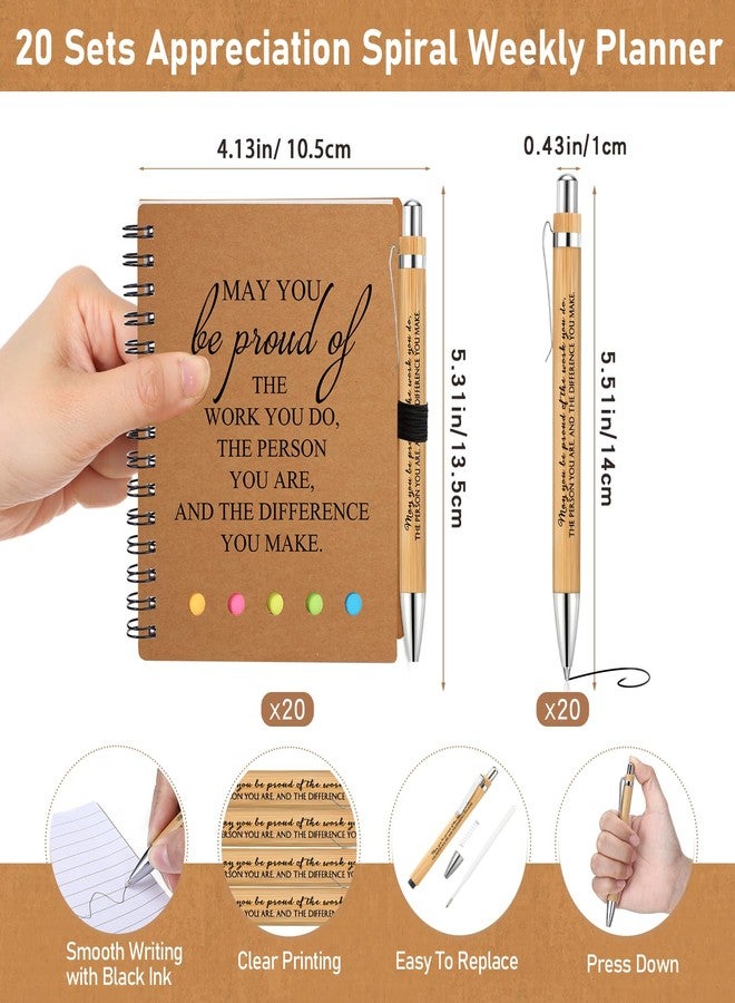 Moinchore Appreciation Notebook Gifts College Graduation Thank You Gifts Inspirational Spiral Weekly Planner Notepad with Bamboo Pens for Student Teacher Nurse Volunteer Employees (Be Proud, 20) - Image 2