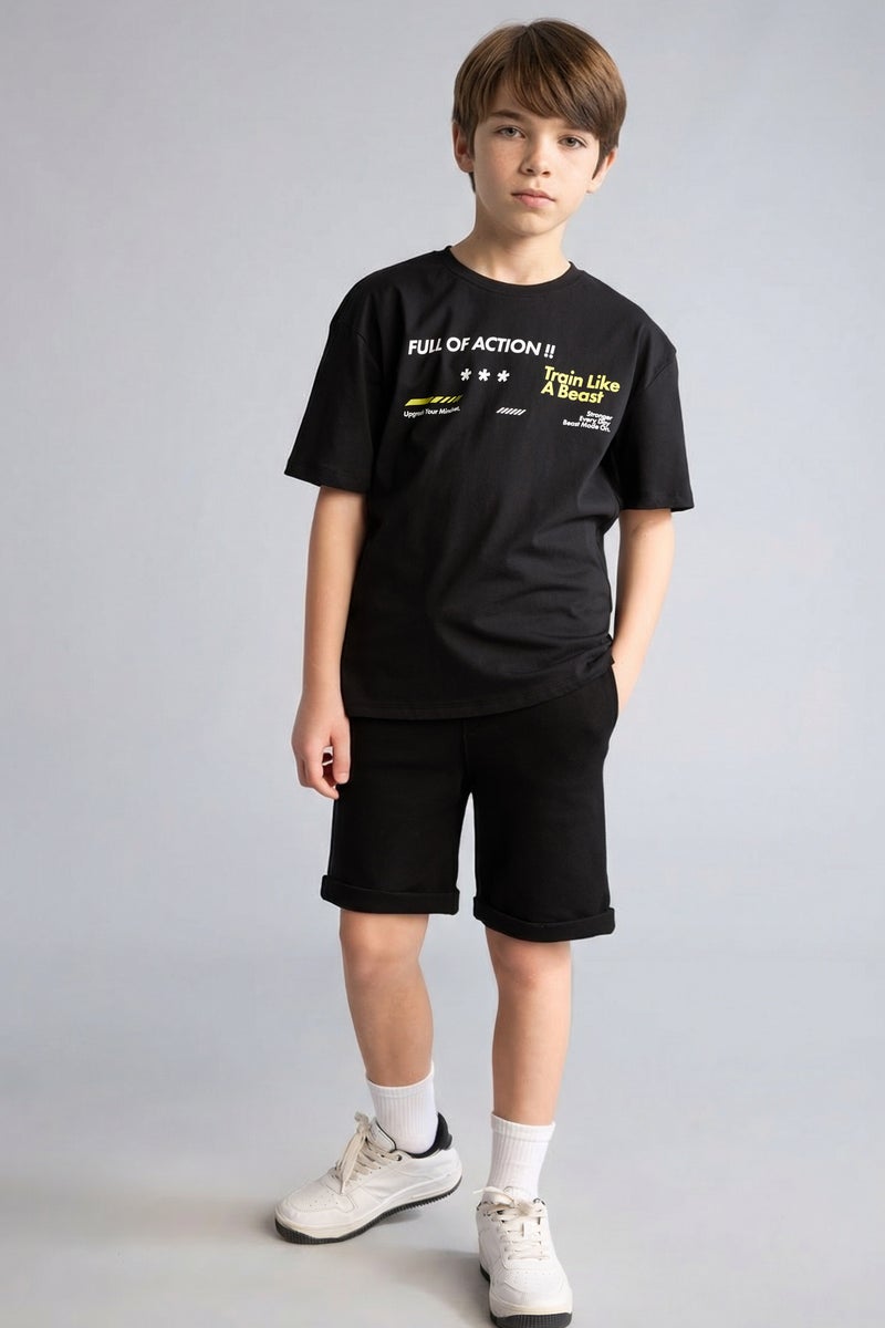 DeFacto Black Boy Boy Oversize Fit Short Sleeve T-Shirt Casual - Image 2