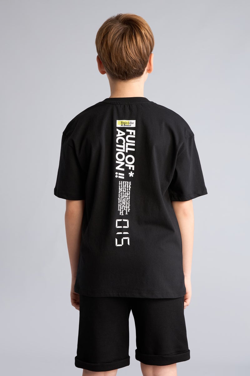 DeFacto Black Boy Boy Oversize Fit Short Sleeve T-Shirt Casual - Image 4