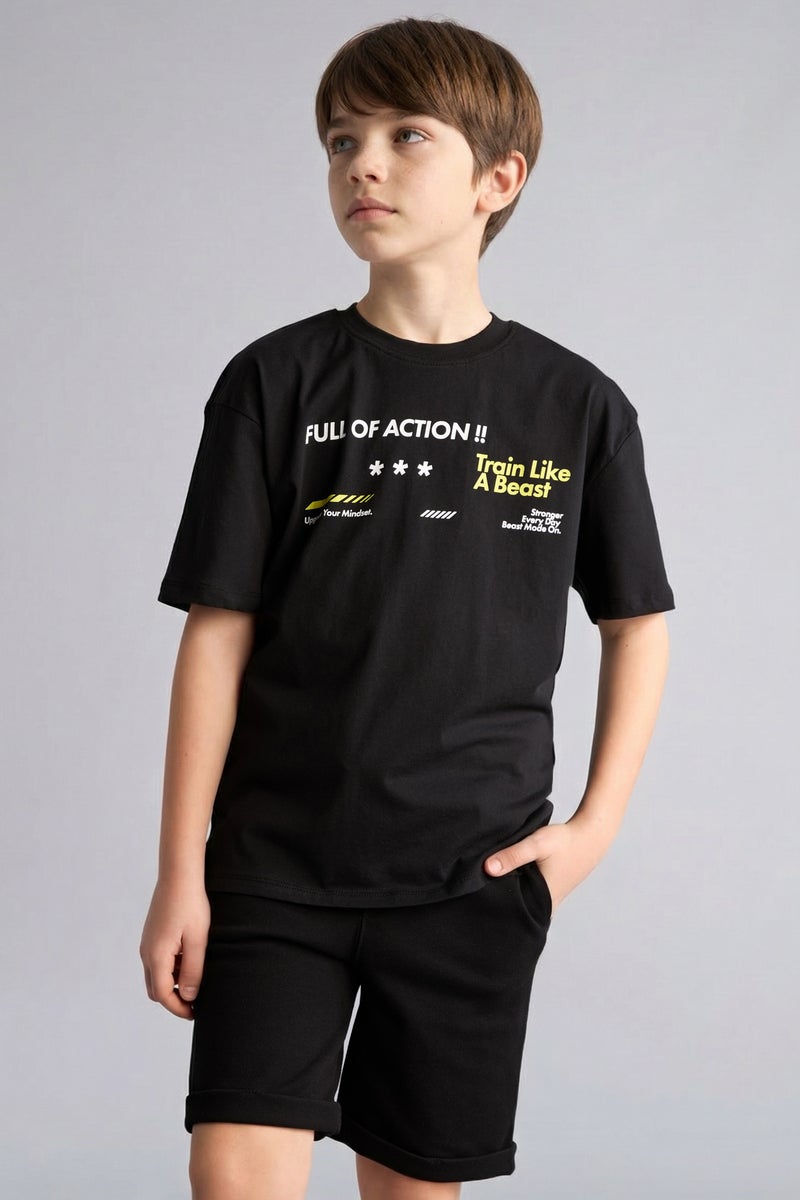 DeFacto Black Boy Boy Oversize Fit Short Sleeve T-Shirt Casual - Image 1