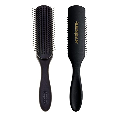 DENMAN Jack Dean by Denman Curly Hair Brush D3 All Black 7 Row Styling Brush for Detangling Separating Shaping and Defining Curls For Women and Men