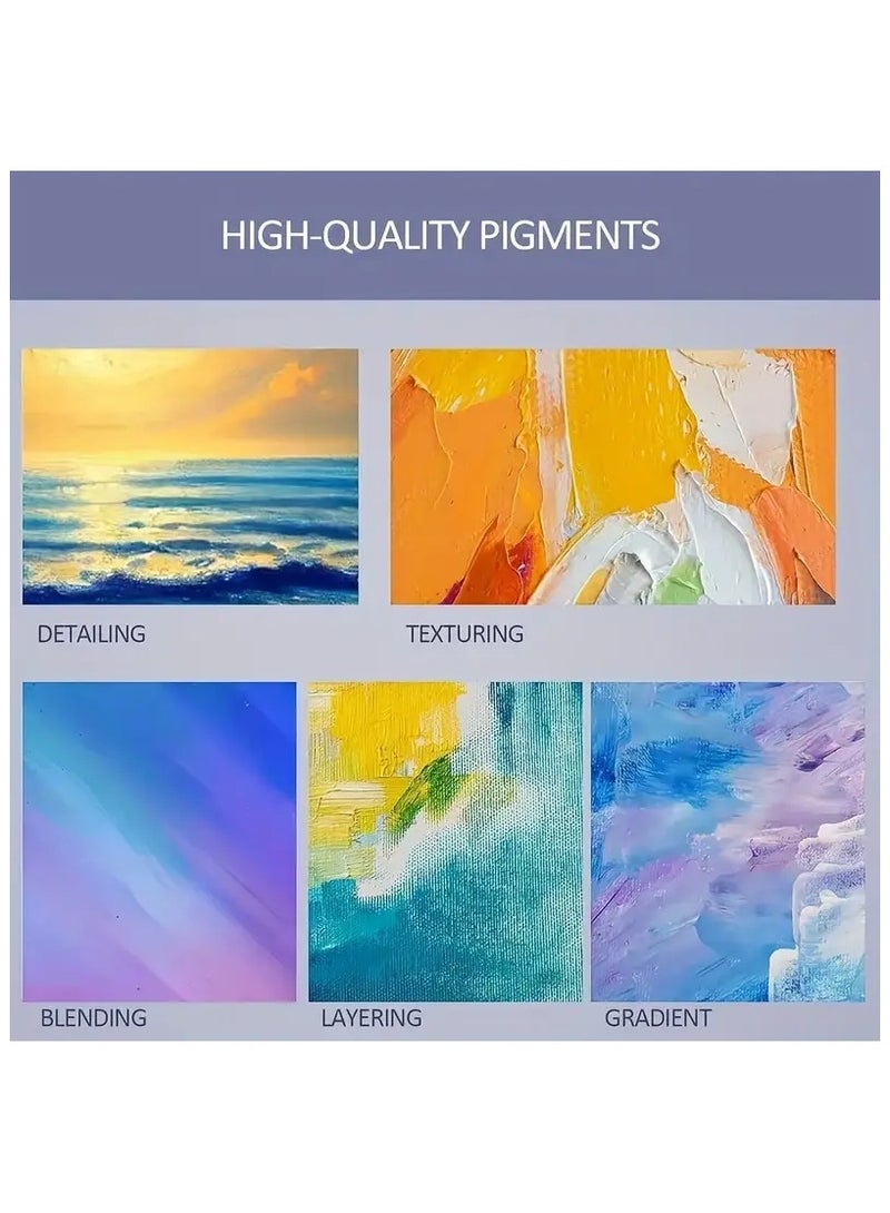 Lanpo مجموعة ألوان أكريليك مكونة من 12 لونًا (60 مل/2 أونصة)، مجموعة فنية للرسم مع 6 فرش ولوحة واحدة، للرسم على القماش والصخور والخشب - مجموعة غير سامة مثالية للحرف اليدوية والفنانين المبتدئين - Image 4