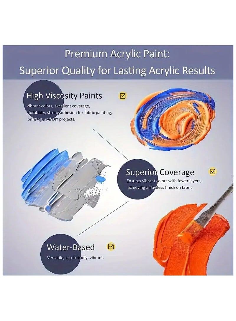 Lanpo مجموعة ألوان أكريليك مكونة من 12 لونًا (60 مل/2 أونصة)، مجموعة فنية للرسم مع 6 فرش ولوحة واحدة، للرسم على القماش والصخور والخشب - مجموعة غير سامة مثالية للحرف اليدوية والفنانين المبتدئين - Image 3