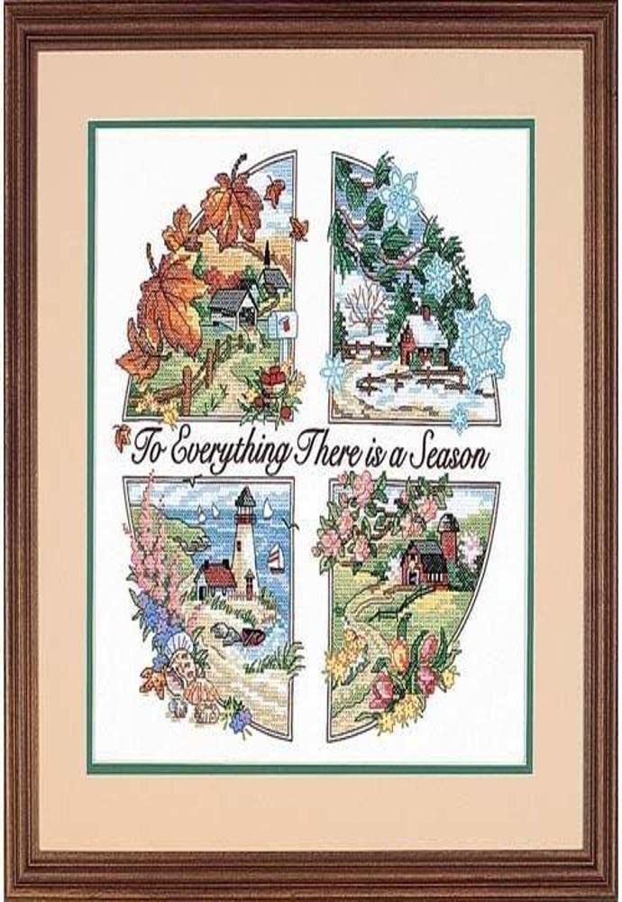Dimensions 'Season for Everything' Stamped Cross Stitch Kit, 14'' W x 14'' H,White - Image 3