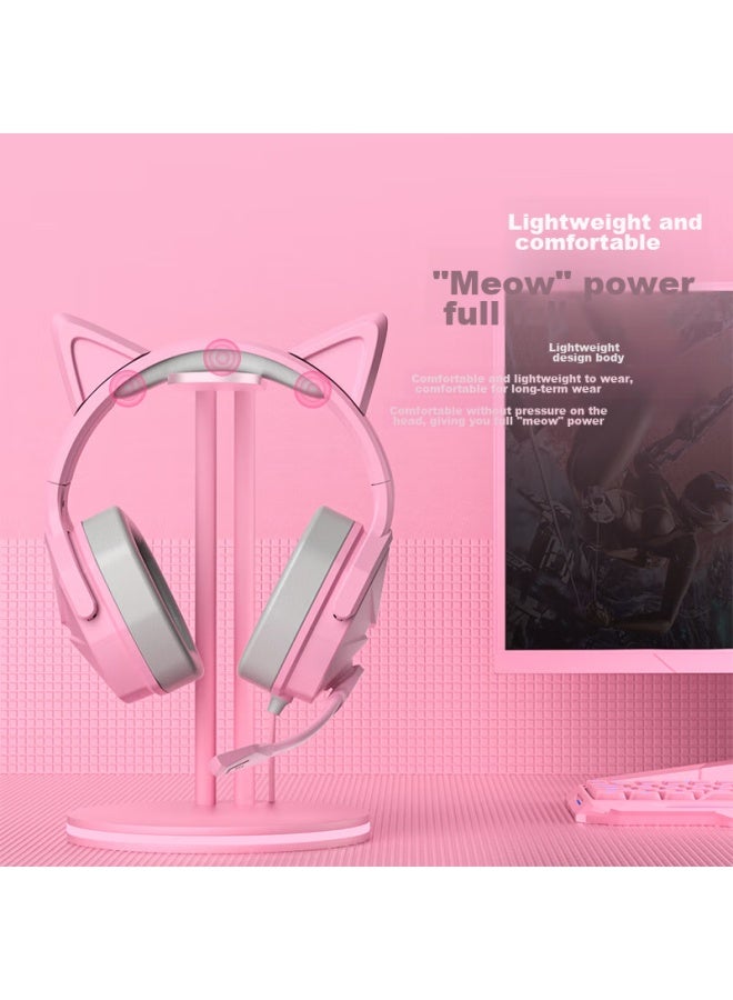 Xiberia V13u Pink Cat Ear Gaming Headset, Wired 7.1 Surround Sound, E-sports Computer Headphones, Internet Celebrity Pubg Headphones, For Girls, Students, Online Cl, Headset - Image 2