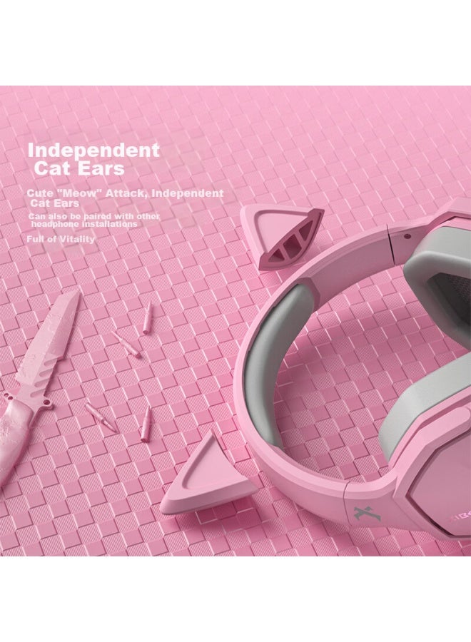 Xiberia V13u Pink Cat Ear Gaming Headset, Wired 7.1 Surround Sound, E-sports Computer Headphones, Internet Celebrity Pubg Headphones, For Girls, Students, Online Cl, Headset - Image 3