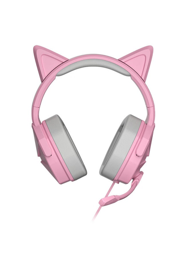 Xiberia V13u Pink Cat Ear Gaming Headset, Wired 7.1 Surround Sound, E-sports Computer Headphones, Internet Celebrity Pubg Headphones, For Girls, Students, Online Cl, Headset - Image 4