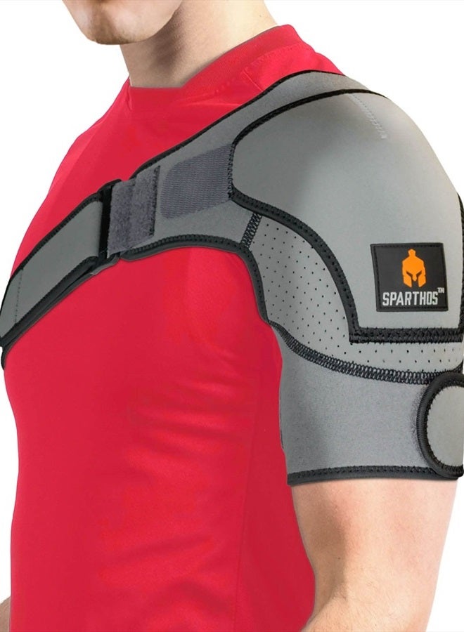 Sparthos Shoulder Brace - Support and Compression Sleeve for Torn Rotator Cuff, AC Joint Pain Relief - Arm Immobilizer Wrap, Ice Pack Pocket, Stability Strap, Dislocated Sholder - for Men and Women - Image 1