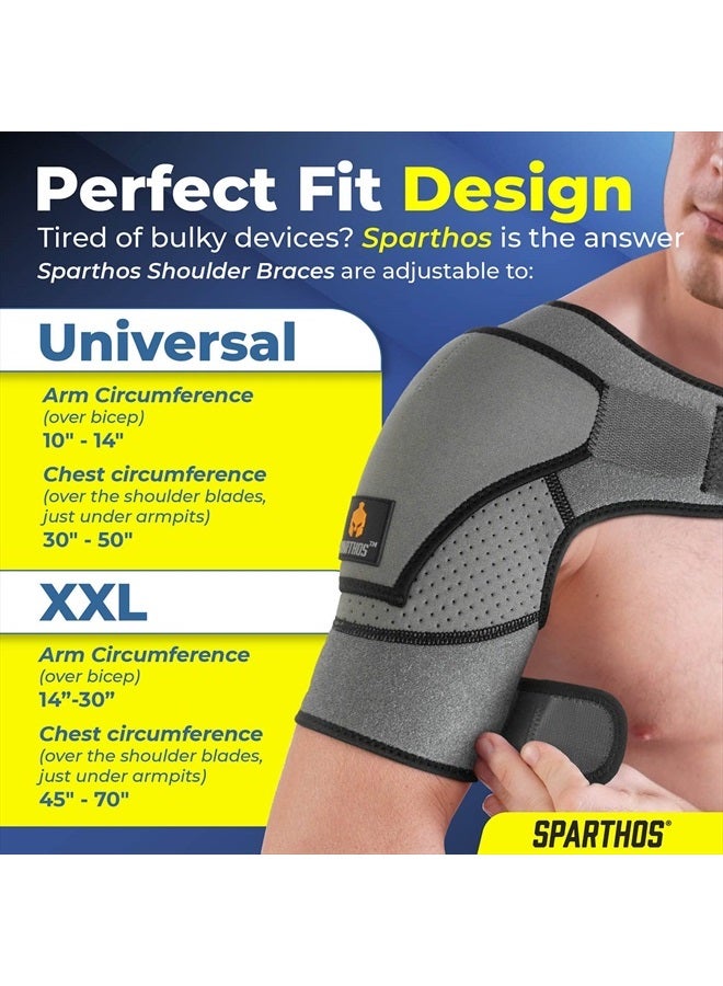 Sparthos Shoulder Brace - Support and Compression Sleeve for Torn Rotator Cuff, AC Joint Pain Relief - Arm Immobilizer Wrap, Ice Pack Pocket, Stability Strap, Dislocated Sholder - for Men and Women - Image 4