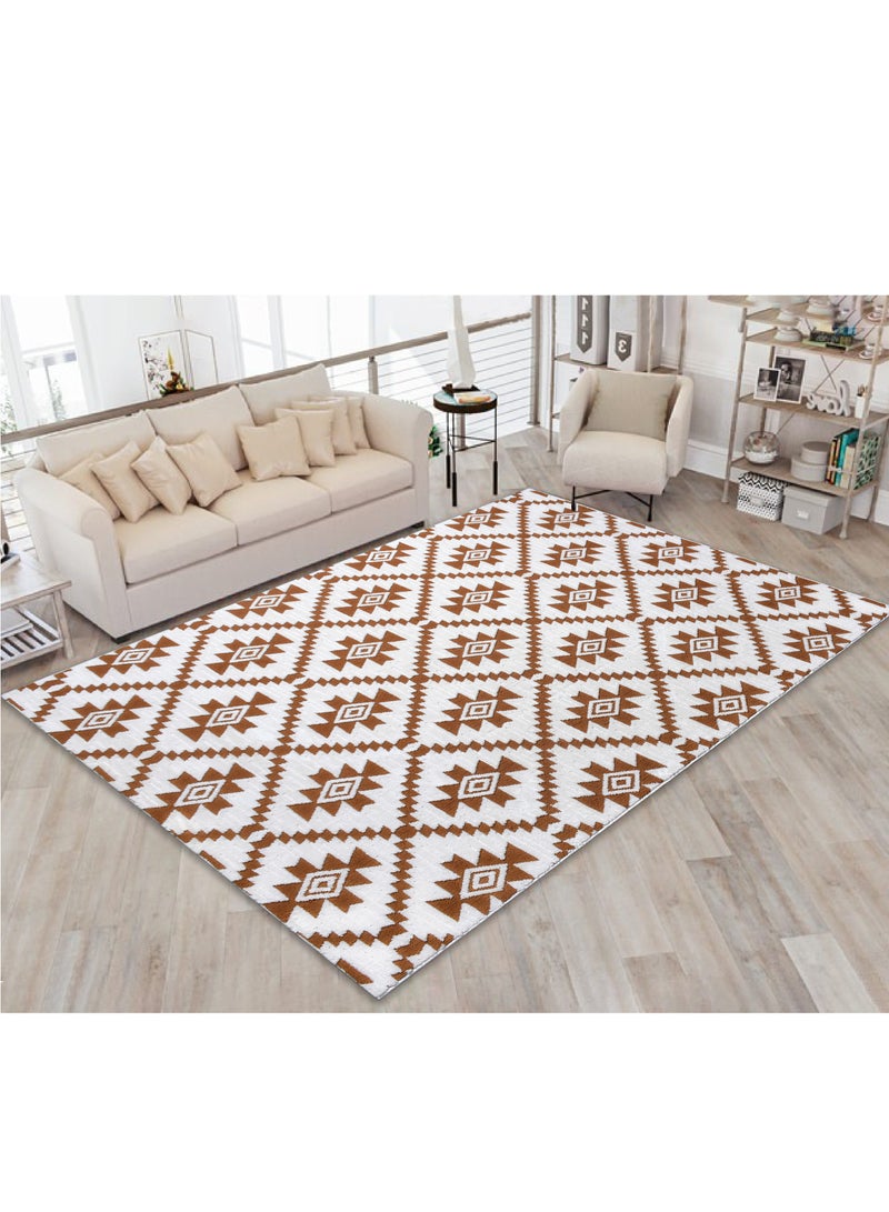 سجادة هندية سميكة مقاومة للانزلاق مصنوعة آليًا من إيكاري - عاجي - نحاسي - 190 × 290 سم - Image 1