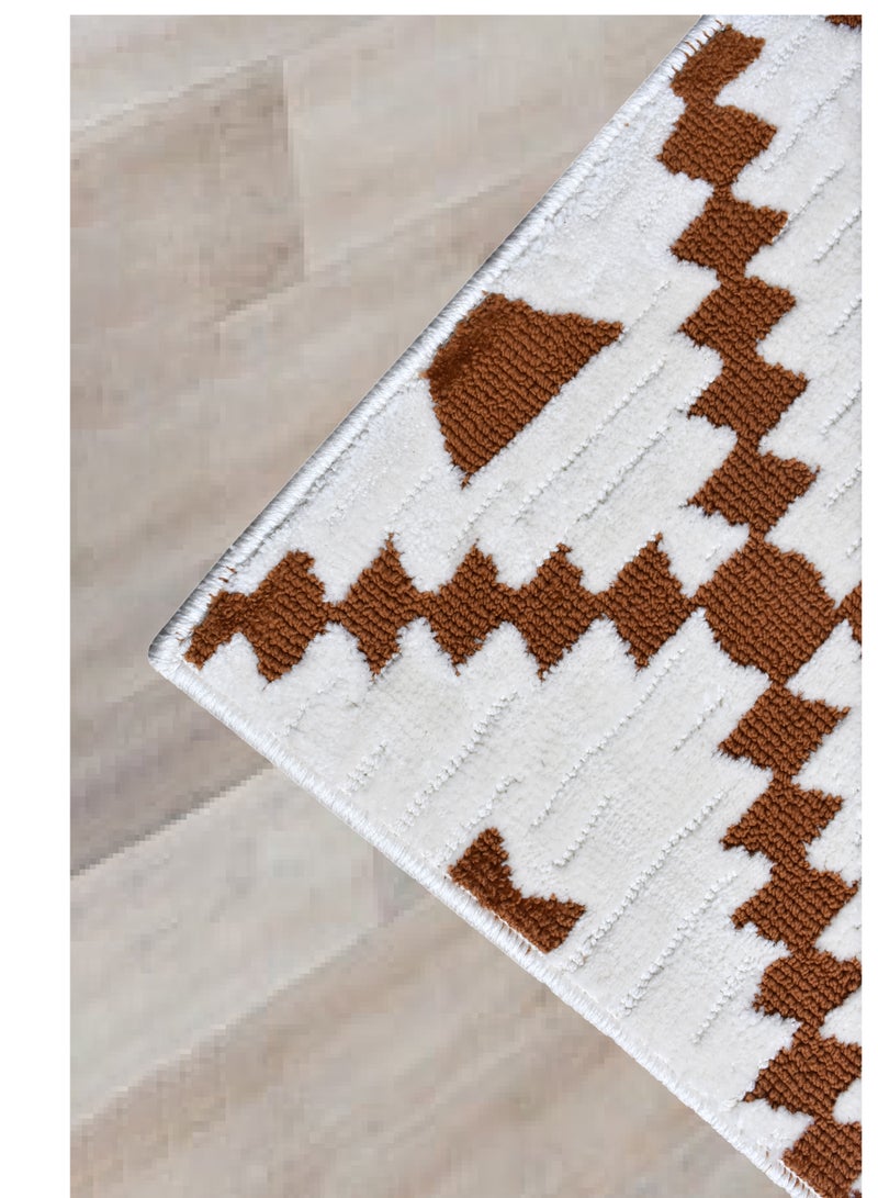 سجادة هندية سميكة مقاومة للانزلاق مصنوعة آليًا من إيكاري - عاجي - نحاسي - 190 × 290 سم - Image 3