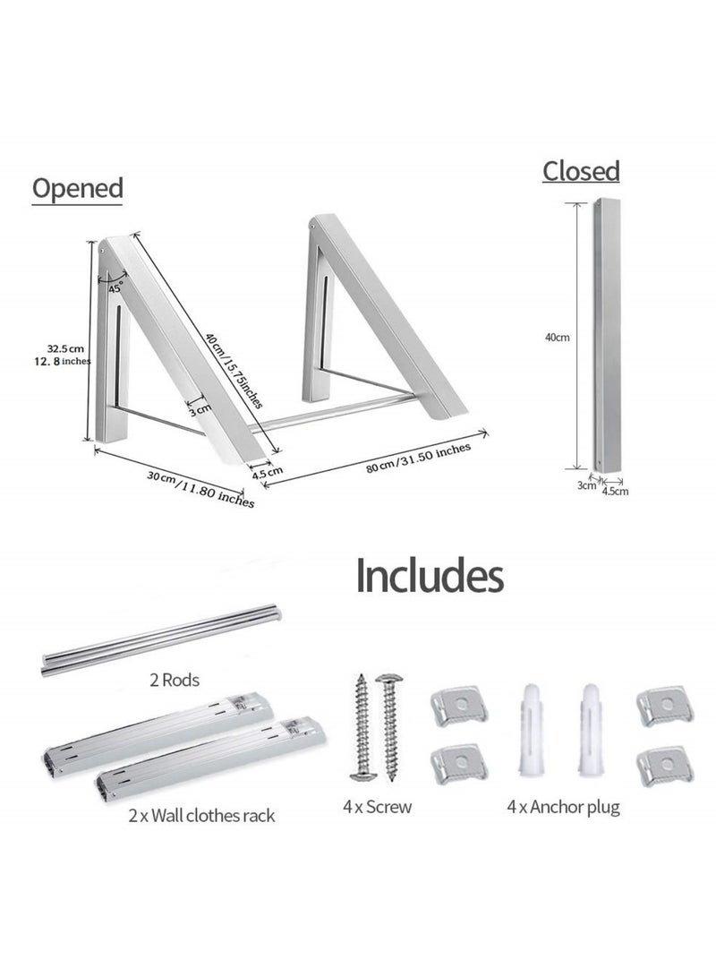 Bi-Folding Clothes Hanger With Extension Rod, Wall-Mounted Retractable Clothes Hanger For Laundry And Drying Room, Hanging Clothes Drying Rod, Small Foldable Clothes Hanger (Black) - Image 4