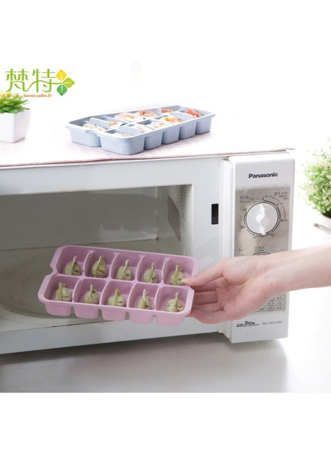 Generic - Fant Home Storage Box Plastic Fresh-keeping Box Kitchen Split Wheat Straw Dumpling Tray Dumpling Box-Specifications:Single Layer-Color:Light Green - Image 1