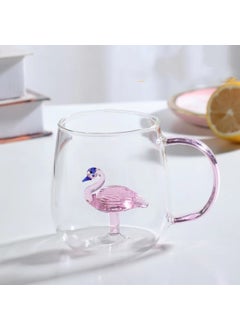 3D Cartoon Animal Glass Cup High Borosilicate(Mushroom) Flamingo (Mushroom) Flamingo