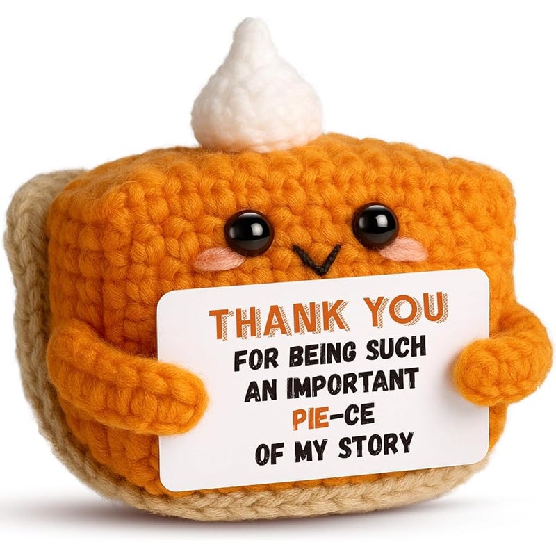 Thank You Gifts for Women, Mini Crochet Pumpkin Pie Plush Birthday Gifts for Female Men Friends，Halloween Thanksgiving Christmas Stocking Stuffer Emotional Small Cute Decorations - Image 1