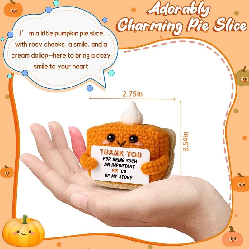 Thank You Gifts for Women, Mini Crochet Pumpkin Pie Plush Birthday Gifts for Female Men Friends，Halloween Thanksgiving Christmas Stocking Stuffer Emotional Small Cute Decorations - Image 2