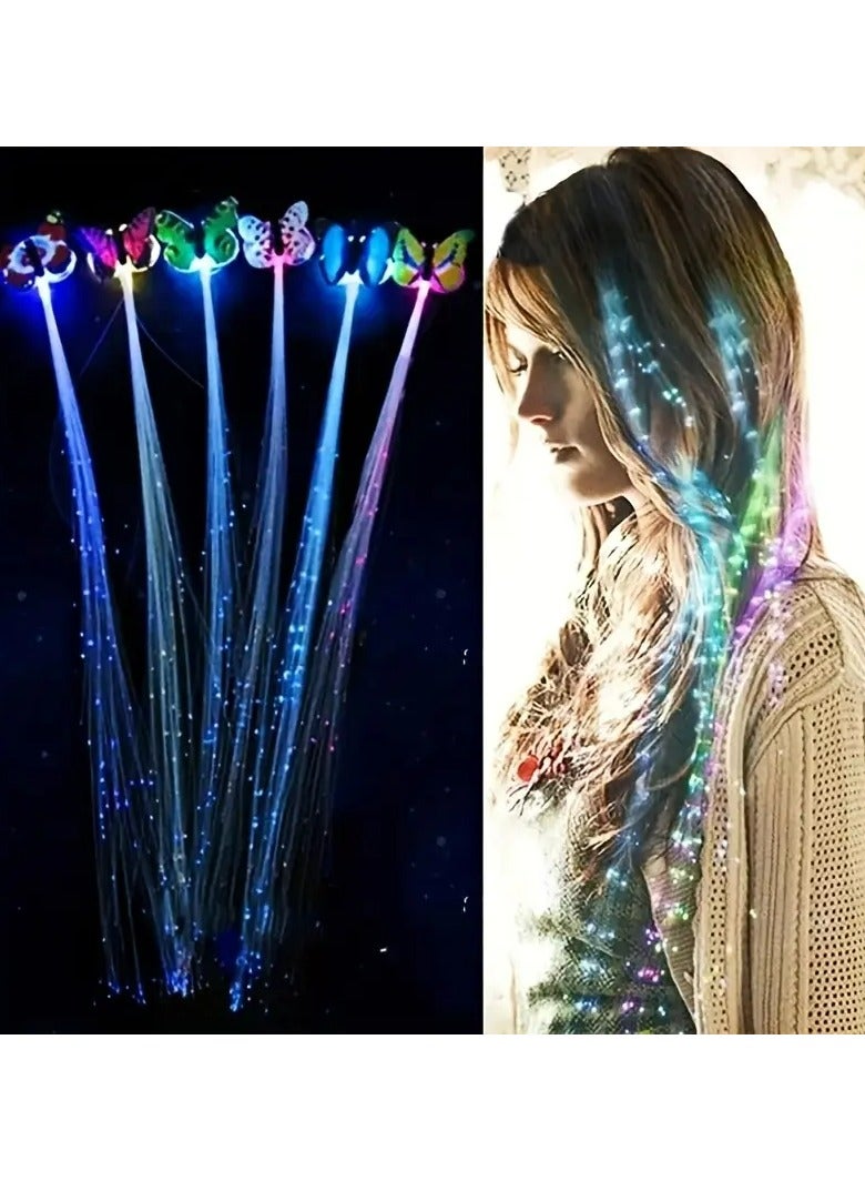 LANGMANNI Butterfly LED Glow Braids Glow Toy Wig Braids For Women Birthday Party Accessories Party Glitter Braids Christmas Party Accessories LED Halloween Christmas  - Image 1