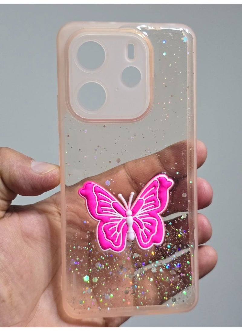 غطاء خلفي عليه فراشة متوافق مع هاتف شاومي ريدمي نوت 14 - Image 1