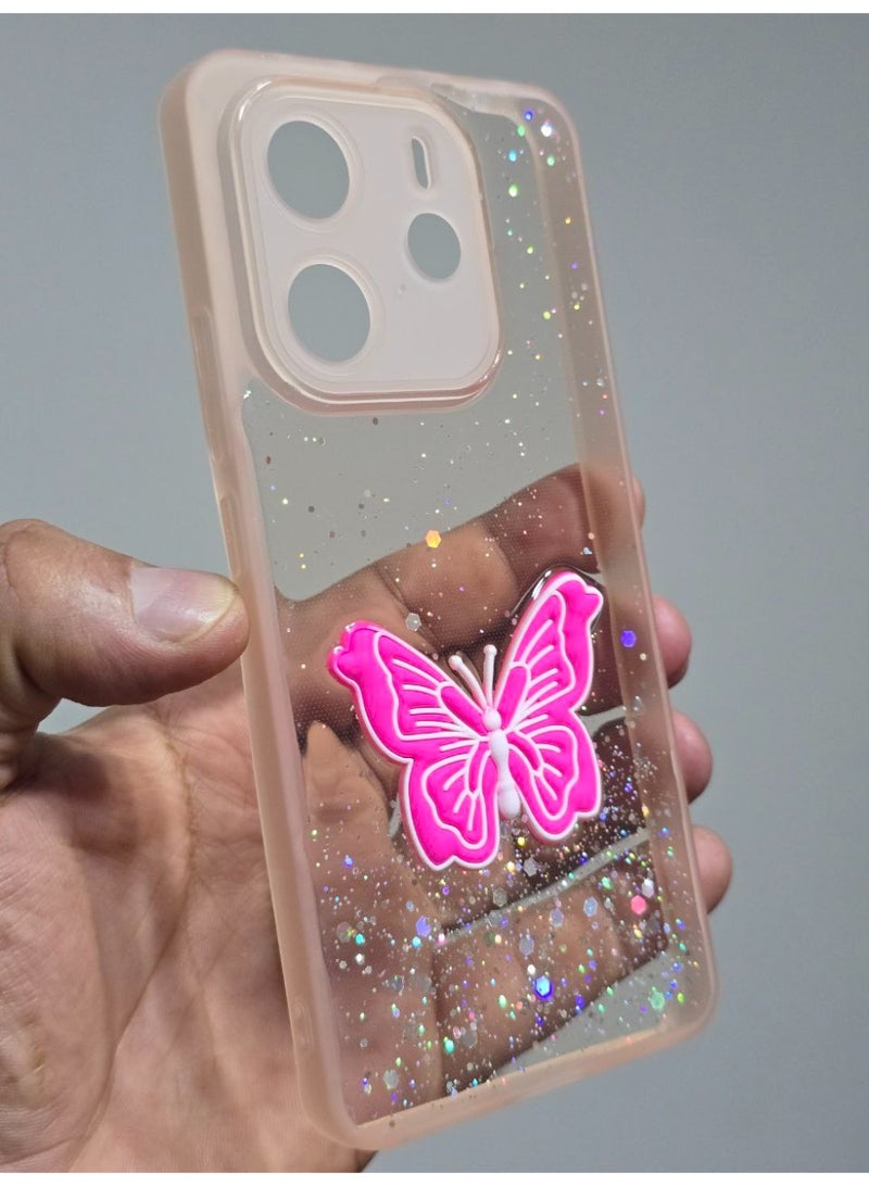 غطاء خلفي عليه فراشة متوافق مع هاتف شاومي ريدمي نوت 14 - Image 3