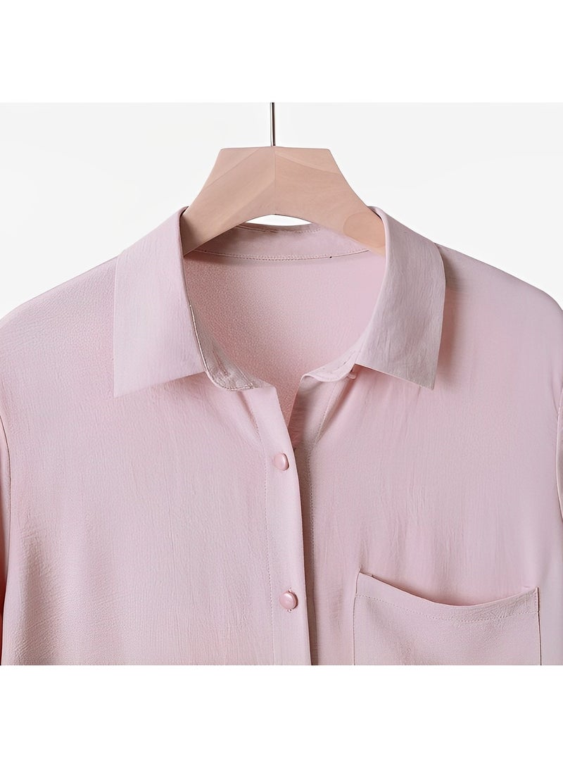 ريوكل طقم نسائي مسلم مكون من قطعتين يتكون من قميص بأكمام طويلة وأزرار وبنطلون عباية فستان كاجوال ملابس دبي - Image 5