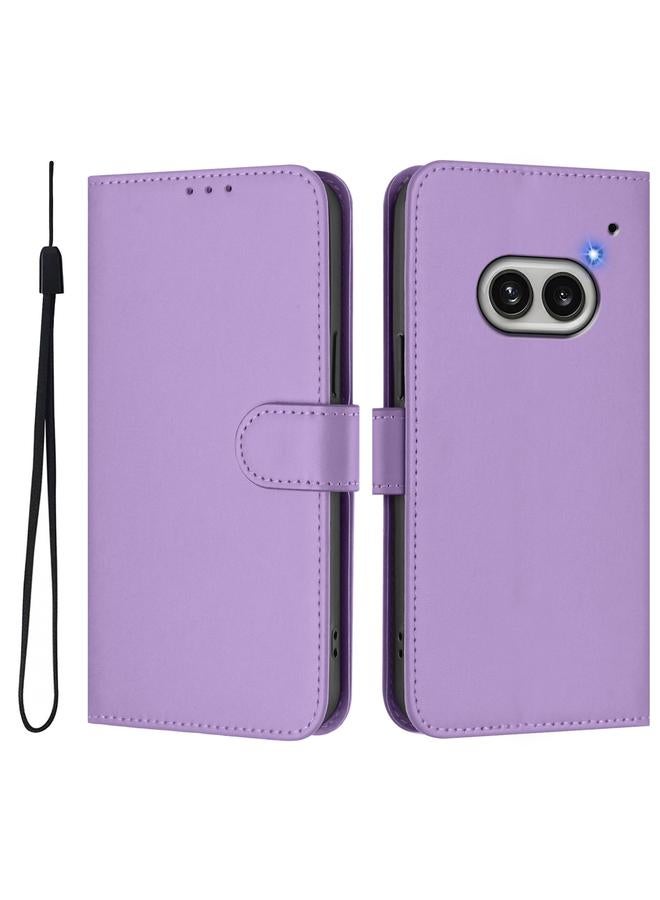 erorex Case For Nothing Phone 2A Skin Feel Solid Color Leather Phone Case with Lanyard - Image 2