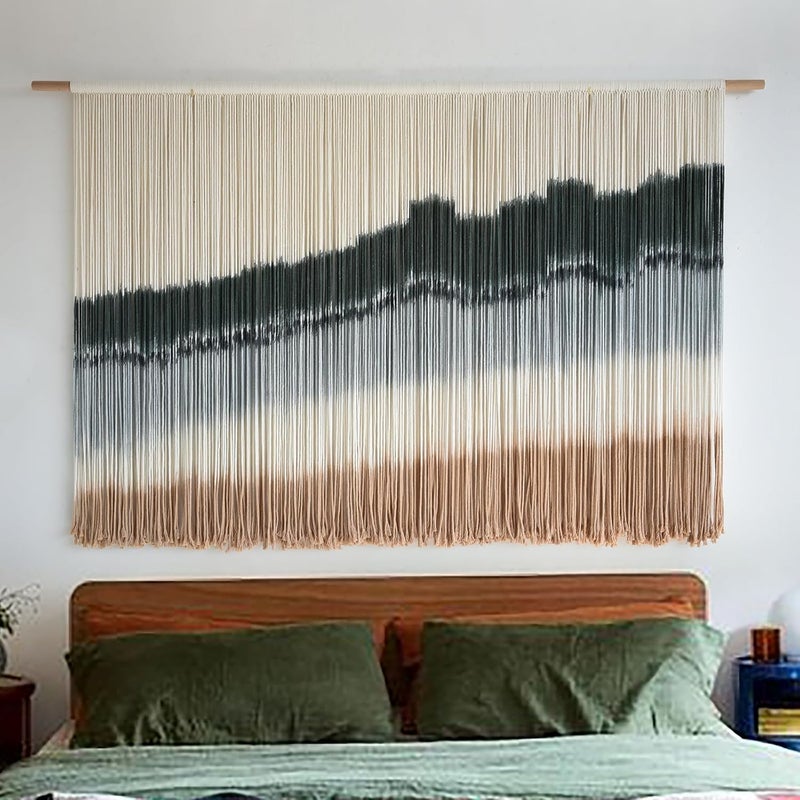 IOWER Large Macrame Wall Hanging Dip Dye Craftsmanship Fiber Yarn Wall Art Boho Wall Decor Home Decor 57''W x 35''L - Image 4