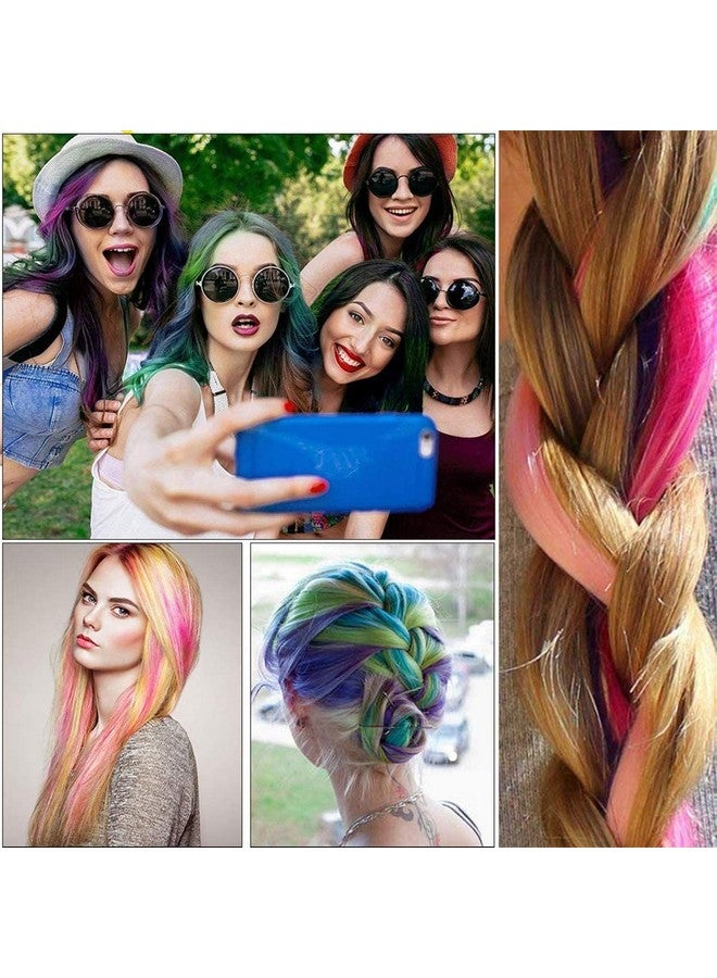 Foreign Holics 10Pcs Straight Colored Clip In On Synthetic Hair Extensions For Girls Party Ombre Mix Color - Image 2
