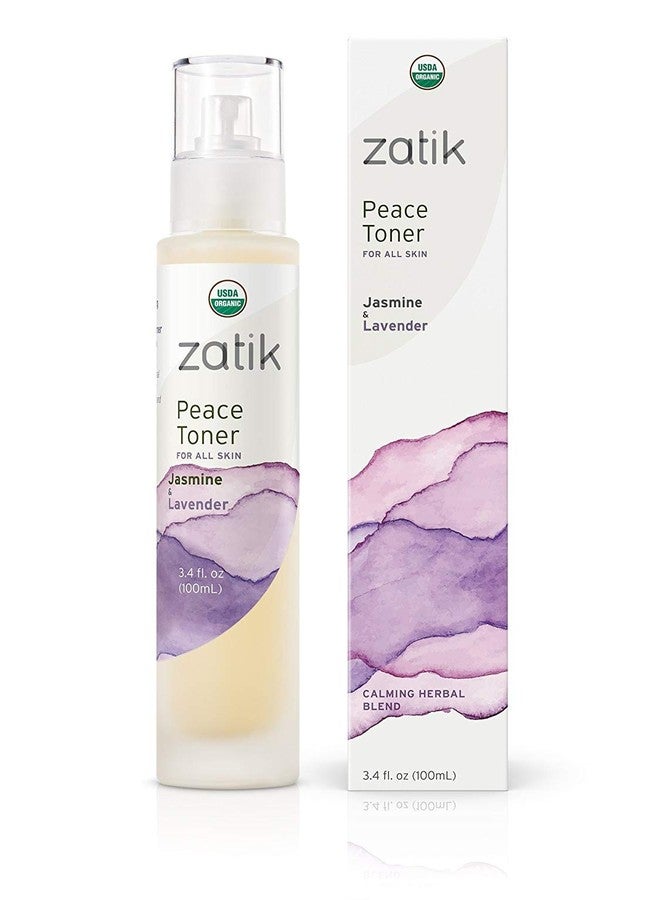 Zatik Naturals - Peace Toner with Jasmine and Lavender, USDA Organic, for All Skins, Refreshing, Comforting, Relaxing and Soothing Toner Promotes Clear Facial Complexion, 3.4 fl oz,100ml - Image 1