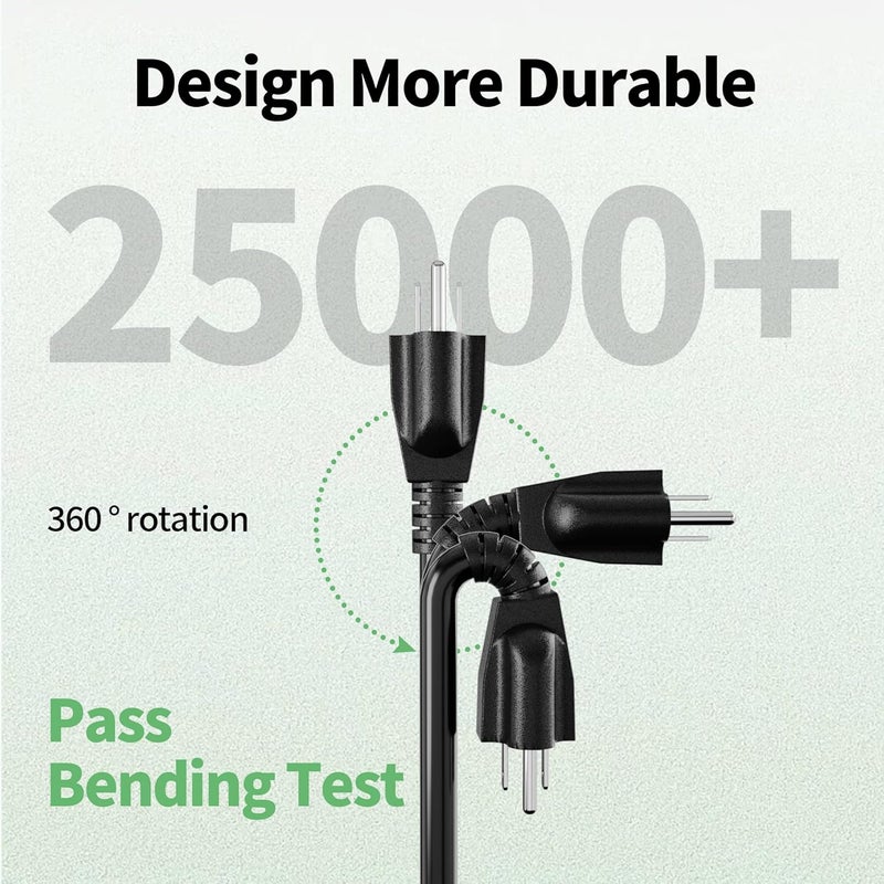 POWGRN 50 FT 16/3 Black Indoor Outdoor Extension Cord Waterproof, 3 Prong Flexblie SJTW Cold Weatherproof -50°C Appliance Extension Cord 13 AMP 1625W 16AWG Heavy Duty Electric Cord, ETL Listed - Image 2