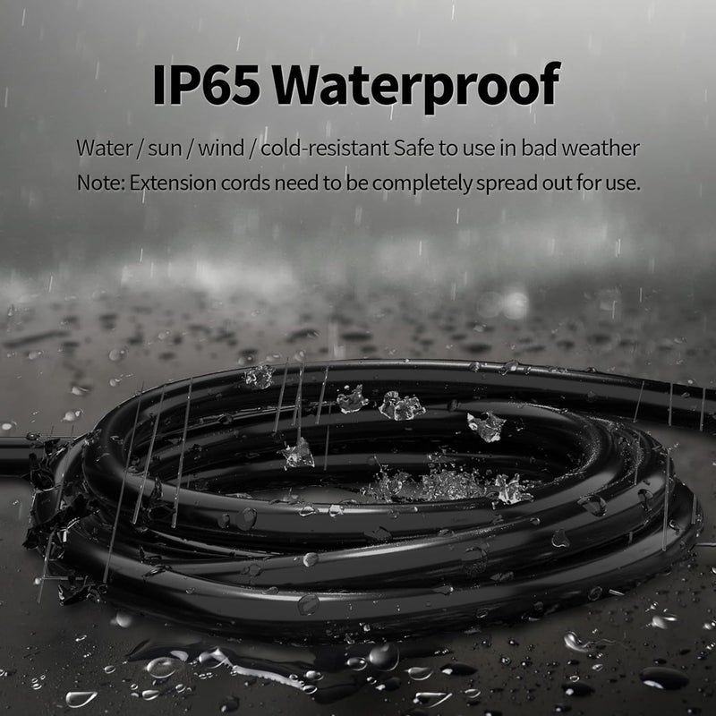 POWGRN 50 FT 16/3 Black Indoor Outdoor Extension Cord Waterproof, 3 Prong Flexblie SJTW Cold Weatherproof -50°C Appliance Extension Cord 13 AMP 1625W 16AWG Heavy Duty Electric Cord, ETL Listed - Image 5